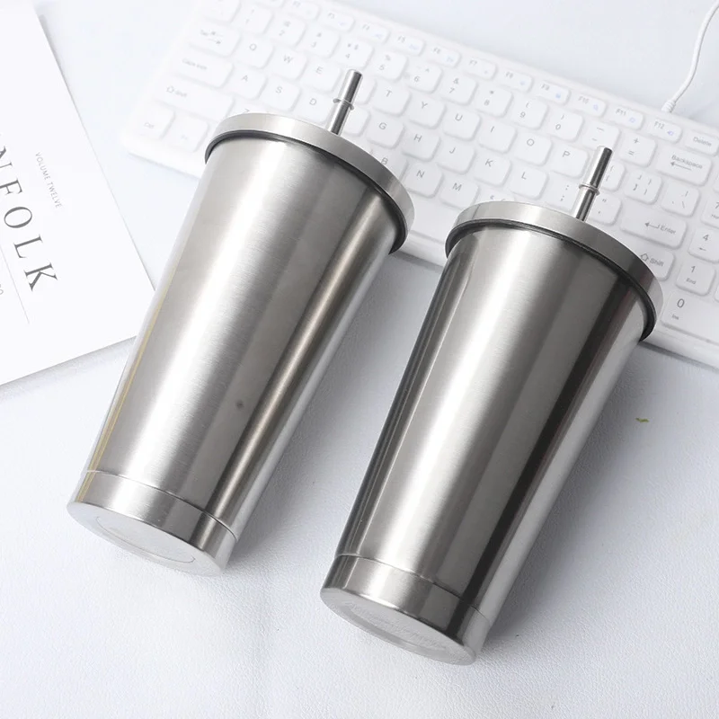 

Wholesale 17oz Double Wall 304 Stainless Steel Vacuum Insulated Tumbler Thermal Cups Coffee Mugs with Straw Iced Cup, Customized color