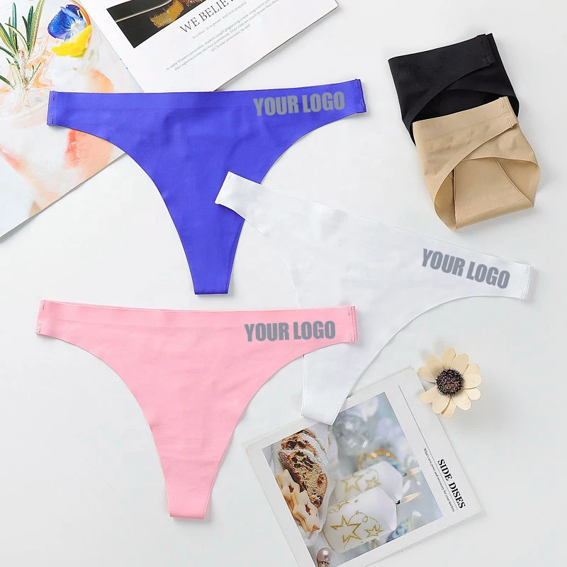 

Factory Direct Sale LOW MOQ Women Panty Thongs Women Teen Girls Custom LOGO Print Nude Seamless Thong, As picture show