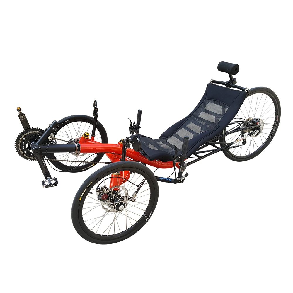 

Trikexplor 27 Speed BB7 DIsc Brakes Suspension Mesh seat Pedal Power Recumbent Trike Adult Big Wheel Tricycle