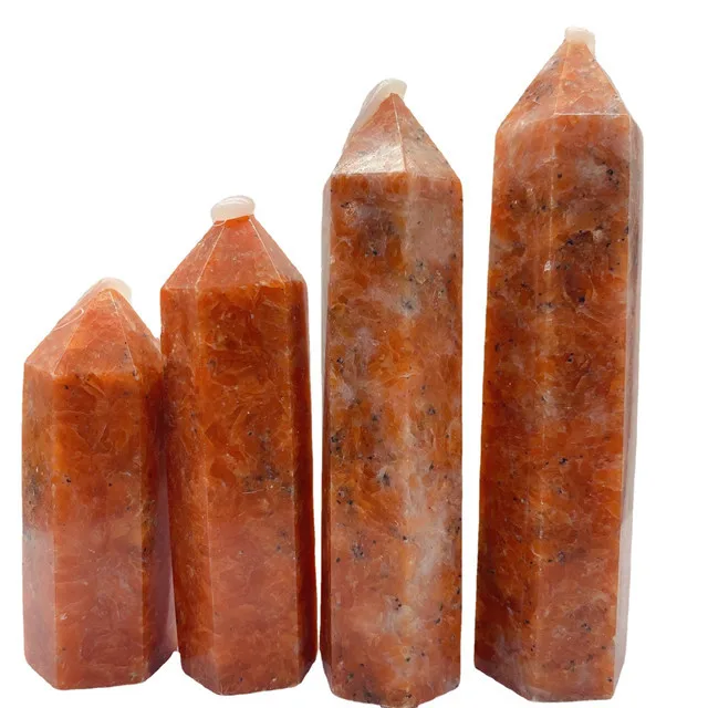 

Wholesale natural quartz crystals healing wand point orange sunstone stone tower point crystal