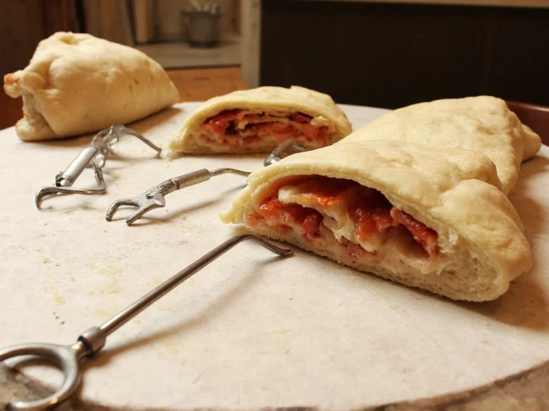 Homemade calzone tools on kitchen counter