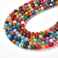 

Round Semi-Precious Loose Bead Striped Agate Stone Gemstone Beads For Jewelry Making