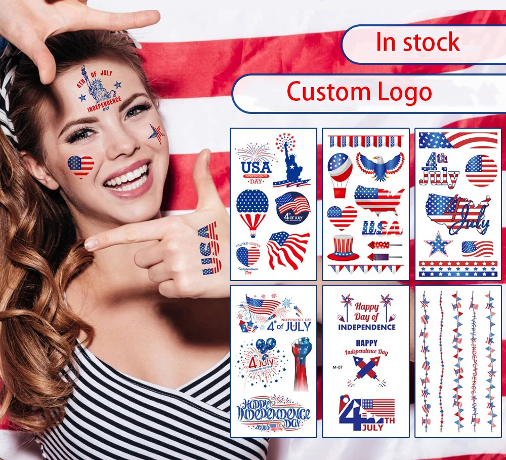 

A3425 Custom Design Waterproof Paper Festival Party Body Stickers Independence Day National Flag Tattoo Sticker, Multi colour