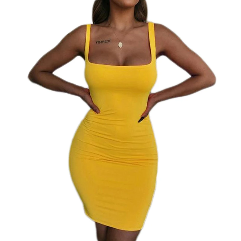 

Fashion Square Neck Off Shoulder Stretchy Double Layer Sexy Bodycon Club Mini Short Dresses Summer Casual Women Stylish Dress