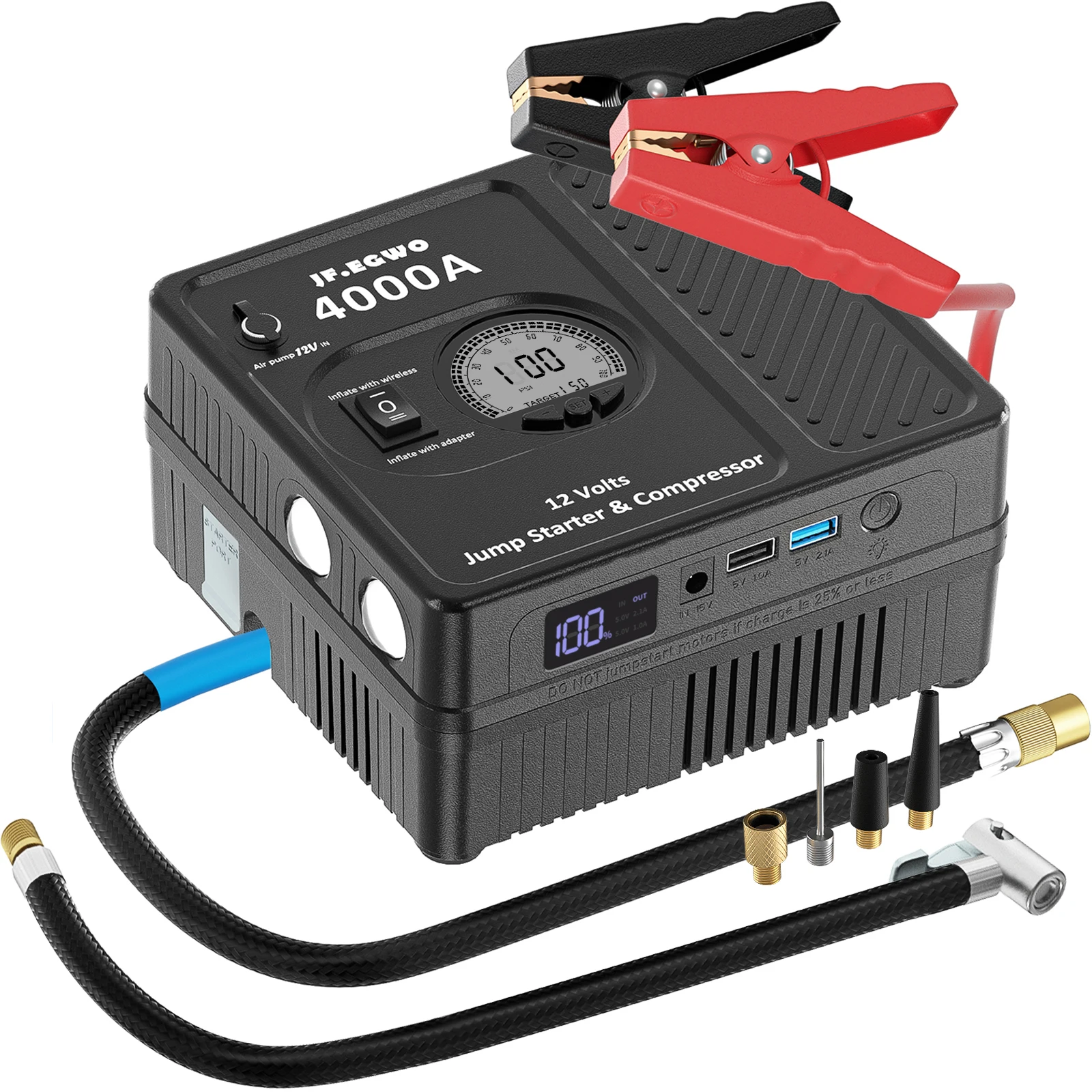 

12V emergency car jump starter with air pump battery car battery break down for auto assistance car jump start