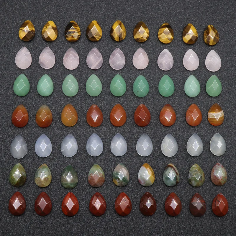 

13*18 teardrop faceted stone Cabochon Cameo flat Base Chakra Crystal Loose Beads for jewelry making