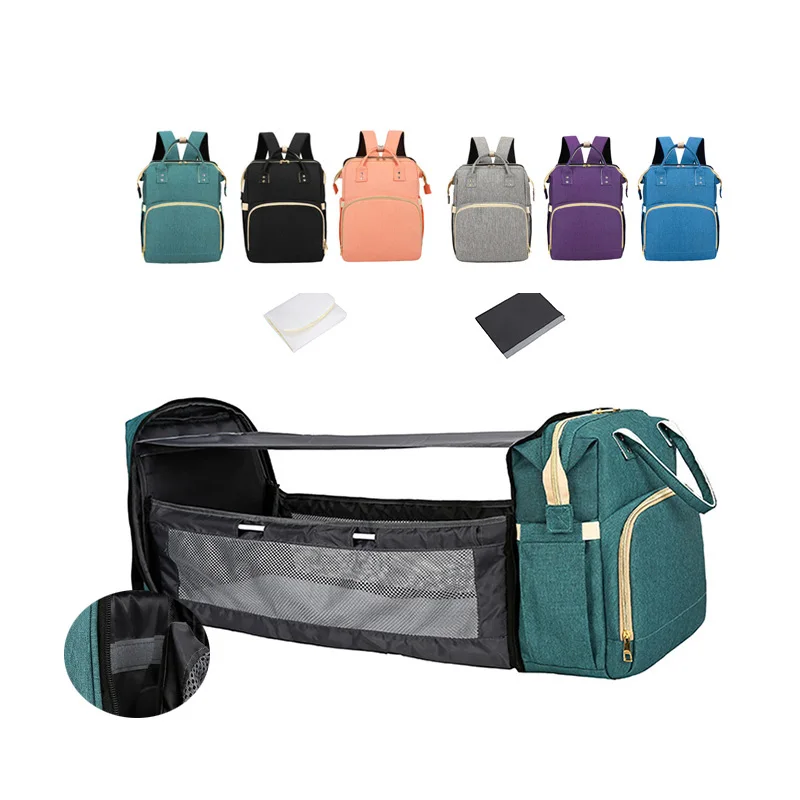 

Factory Eco Friendly Multifunctional Nappy Mommy Baby Carrying Bag Diaper Baby Bag Bed, Customized colors