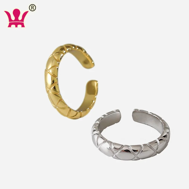 

Jewelry suppliers solid sterling silver 925 lattice pattern opening finger rings