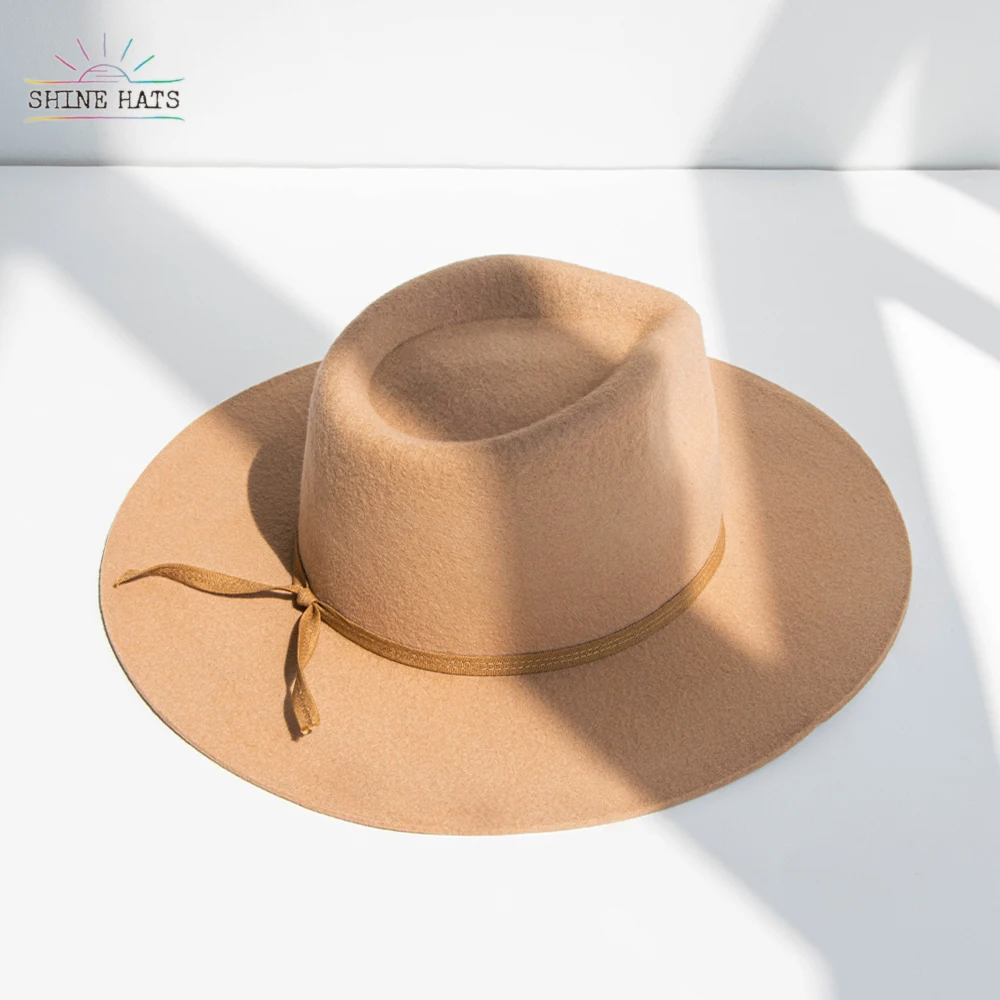 

Shinehats OEM chic 100% wool fedora felt rancher hats women ladies femme with bowknot hatband