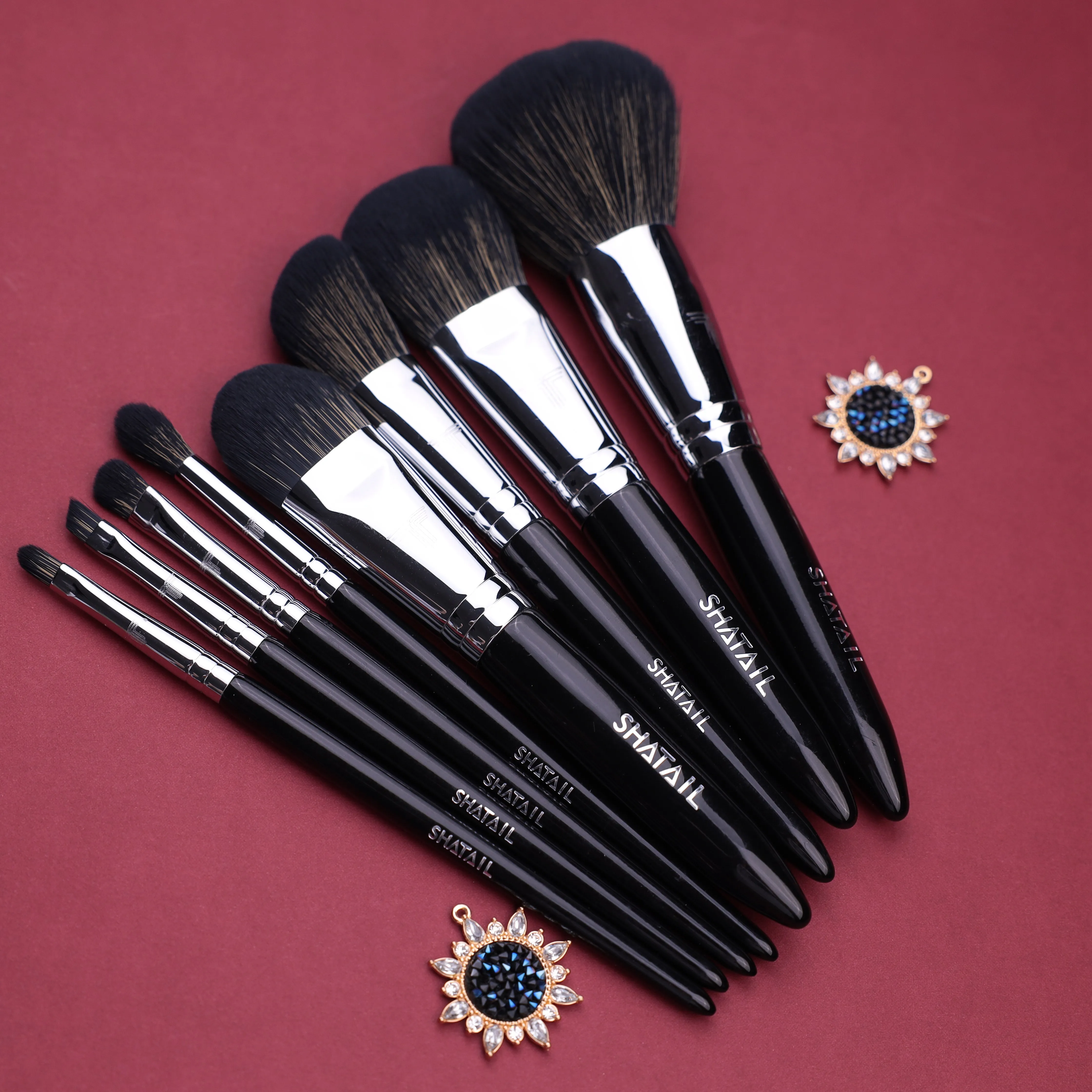 

Durable Soft Flop Fluffy Black Makeup Brush Set With Case,Makeup Brush Logo