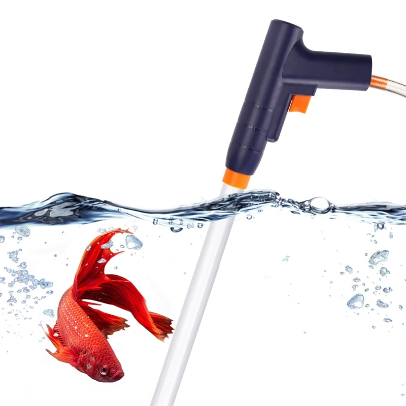 

Aquarium Gravel Cleaner New Quick Water Changer Fish Tank Sand Cleaner Kit Siphon Vacuum Cleaner with Water Hose, Black+orange