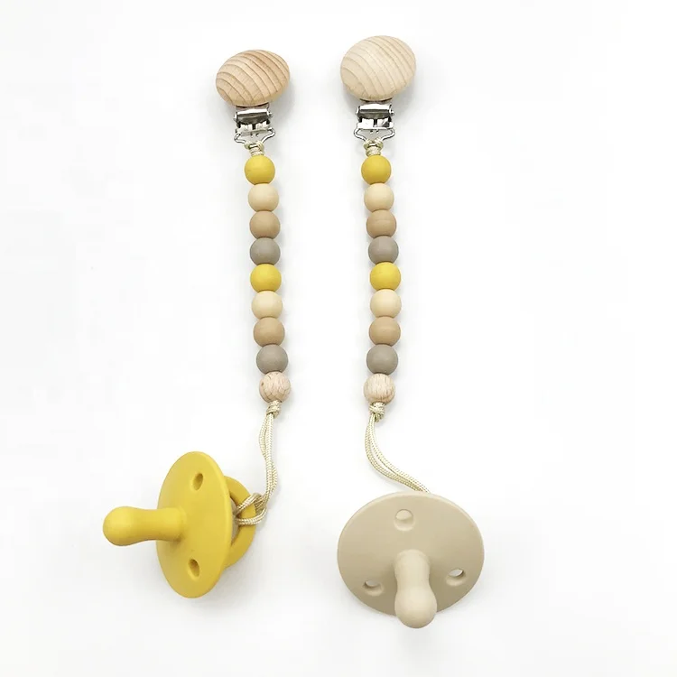 
Newborn Baby Soother Holder silicone baby kids Pacifier with Chain Clip 