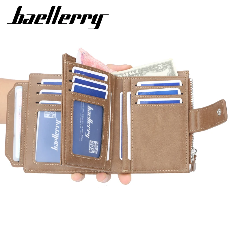 

2021 Hot Selling Men Small Wallets Passport Card Wallet Baellerry Slim Men Wallet, Coffee, khaki, black or customize color