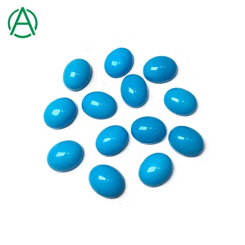 

ArthurGem Rare Genuine Sleeping Beauty Turquoise Oval Cut Natural American Turquoise Loose Gemstone Cabochons for Ring Making