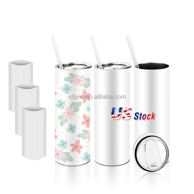 

In stock 20 oz insulated white straight blanks stainless steel sublimation skinny tumbler ready to ship
