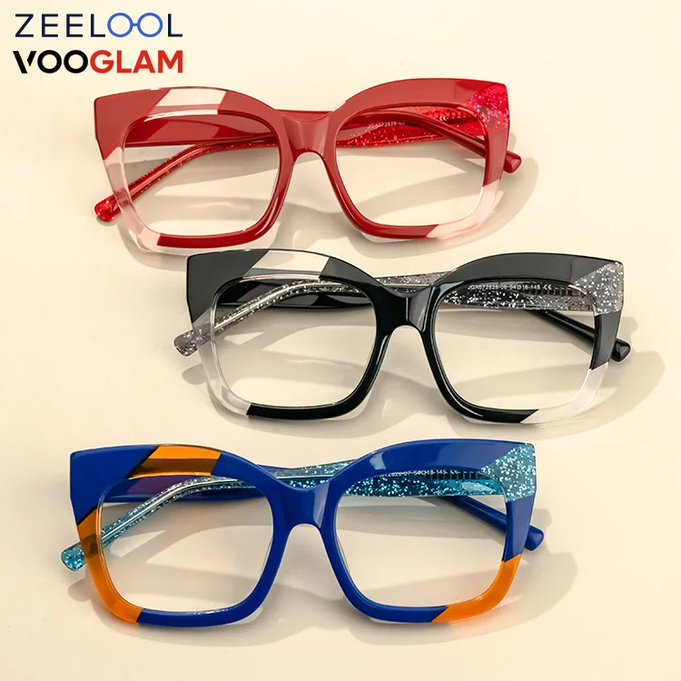 

Zeelool Vooglam Wholesale Rectangle Acetate Frames Black Blue White Orange Spectacle Eyewear Eyeglasses Optical Frames
