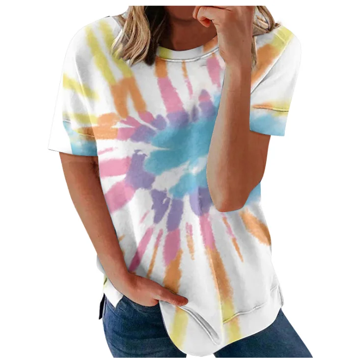 

Spring/summer 2021 new women's loose top tie-dye printed short-sleeved T-shirt