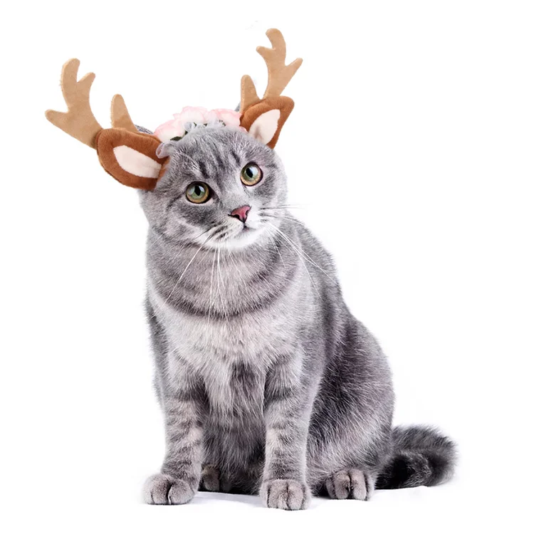 

Christmas holiday elk-shaped pet dog headgear Funny cat headgear Cosplay Pet Cat Headaddress