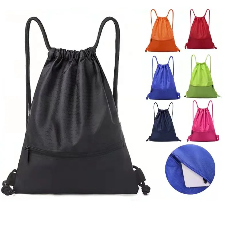 

Custom Logo Waterproof Lightweight Nylon Outdoor Travel Basketball Running Sports Gym Drawstring Bag Camping Hiking Knapsack bag, Various colors