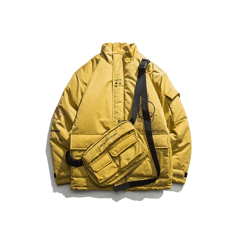 

New detachable backpack stand collar cotton clothes for men padded winter coat