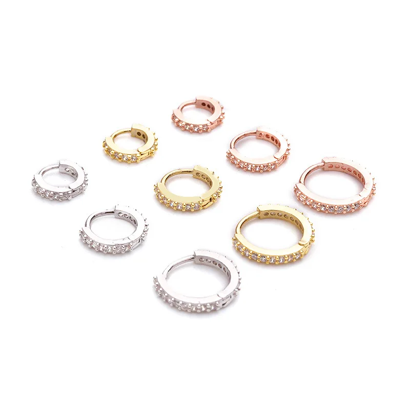 

New 6mm/8mm/10mm Cz Huggie Hoop Cartilage Earring Helix Tragus Daith Conch Rook Snug Ear Piercing Jewelry, Silver,yellow gold,rose gold