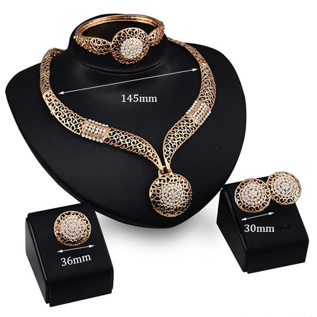 

ADELANTE Hot sale Retro Fashion Alloy Wedding Necklace Jewelry Set, Gold