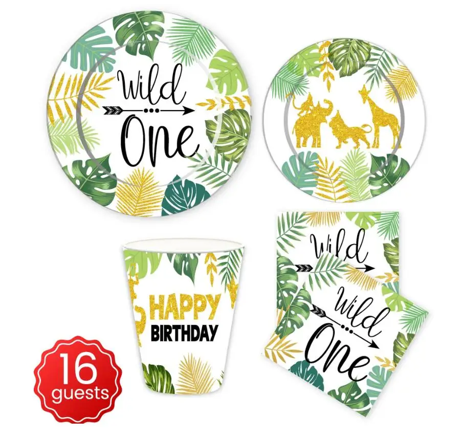 

Paper Plates Birthday Party Tray Paper Bronzing Dinner Disposable Party Favor Disposable Paper Plates, Customized