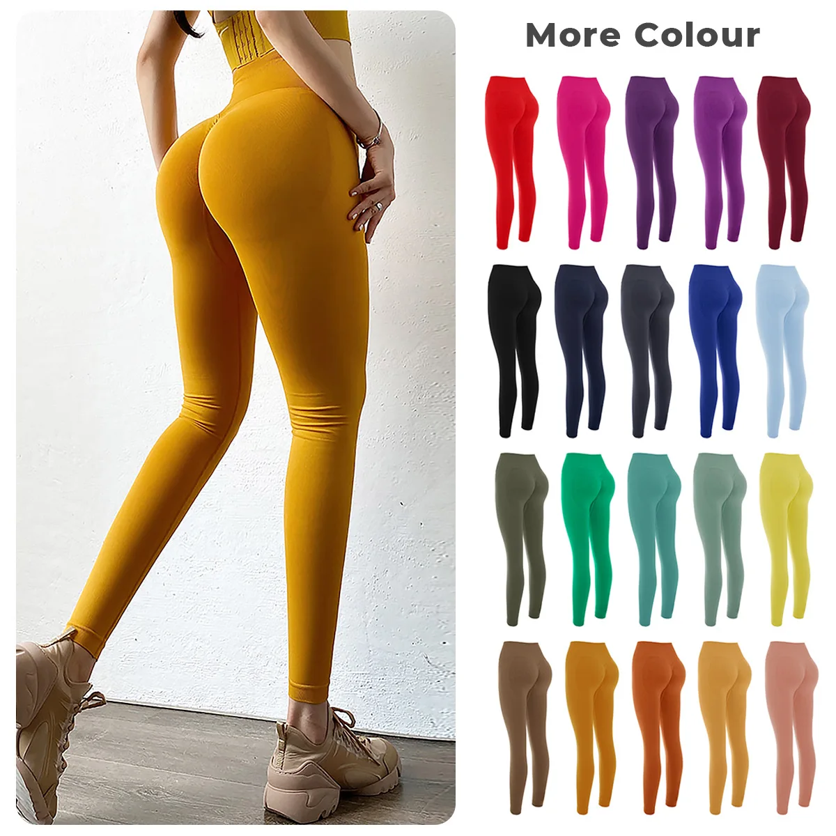 

High Elastic Seamless Workout Yoga Pant Sports Fitness Legging High Waist Pants Gym Scrunch Butt Running Training Women Leggings, As picture show