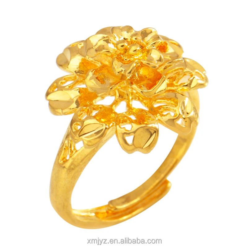 

Korean Version Of The Ring Brass Gold-Plated Large Flower Personality Ins Wind Ring Female Wholesale Direct Sales