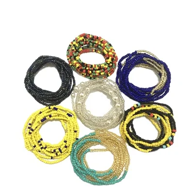 

Amazon Hot Selling Women Beads Made Waist Chains Multi Layered Colorful Seed Beads Waist Chain