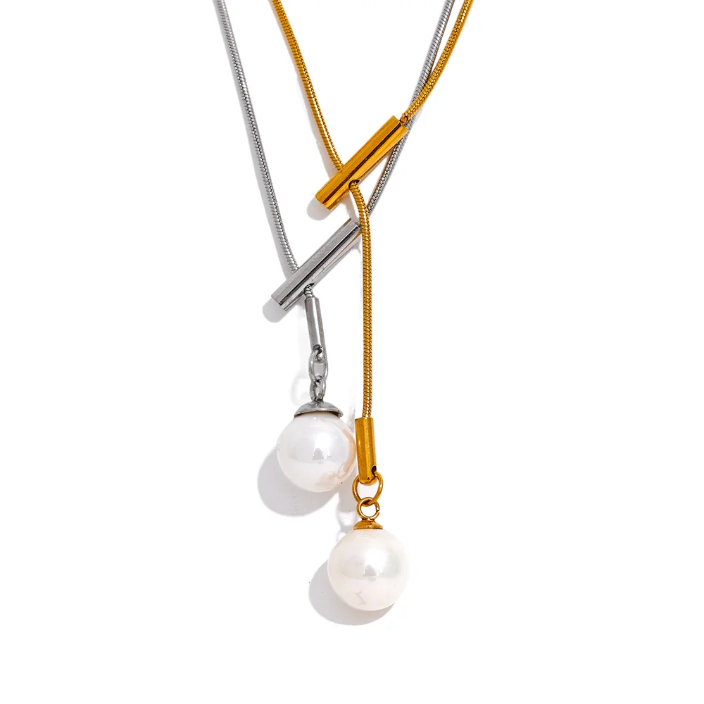 

JINYOU 2286 Stainless Steel Shell Pearl Pendant Korean Fashion Necklace Trendy 18K PVD Plated Charm Jewelry 2023