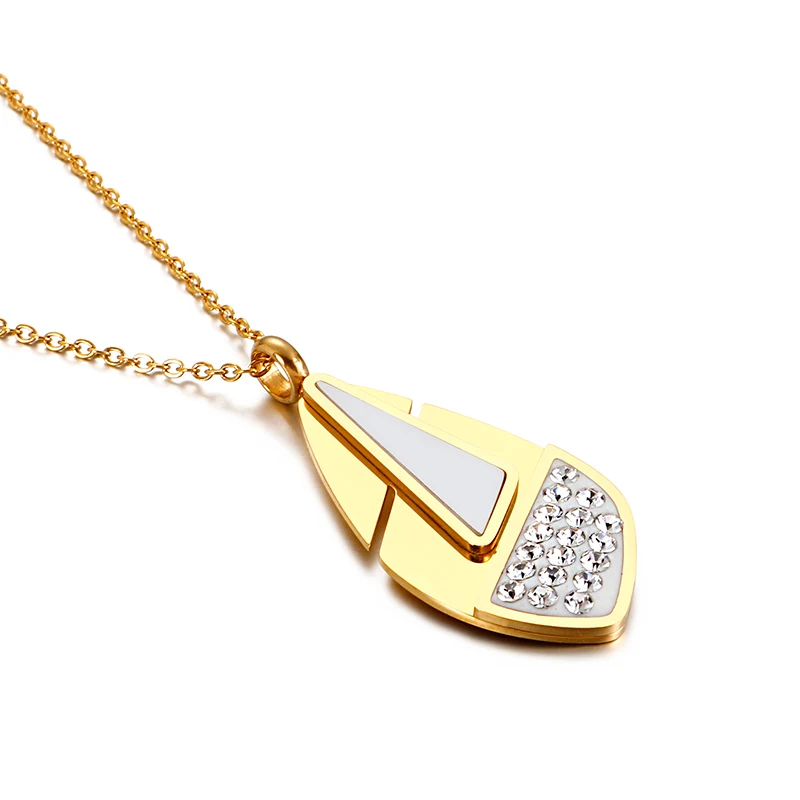 

2020 New Trendy Women Stainless Steel Zircon Pendant Earing And Necklace Set Jewelry, Gold ,silver