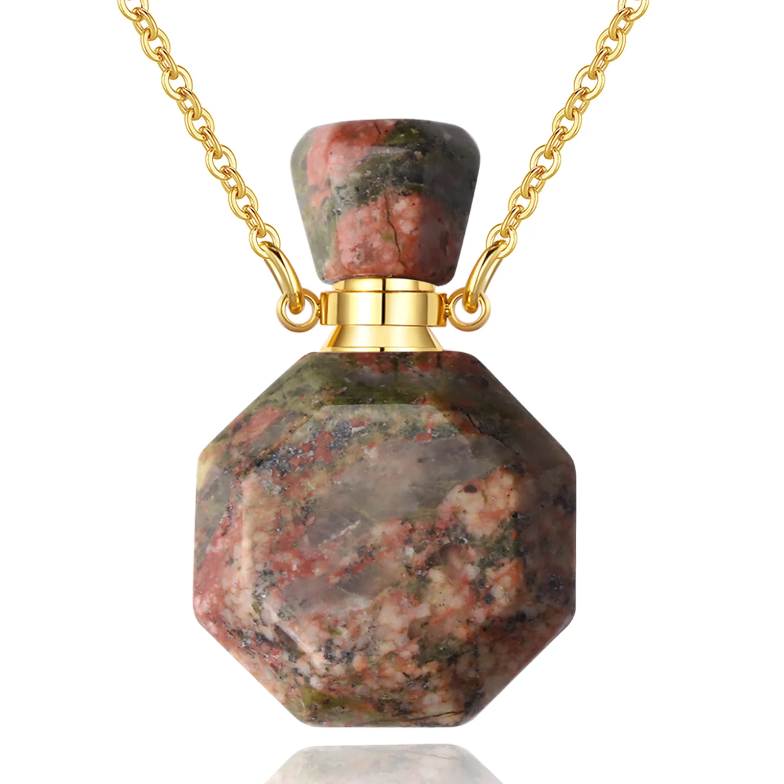 

Perfume Bottle Necklaces Crystal Bottle Healing Diffuser Natural Stones Nature Necklace