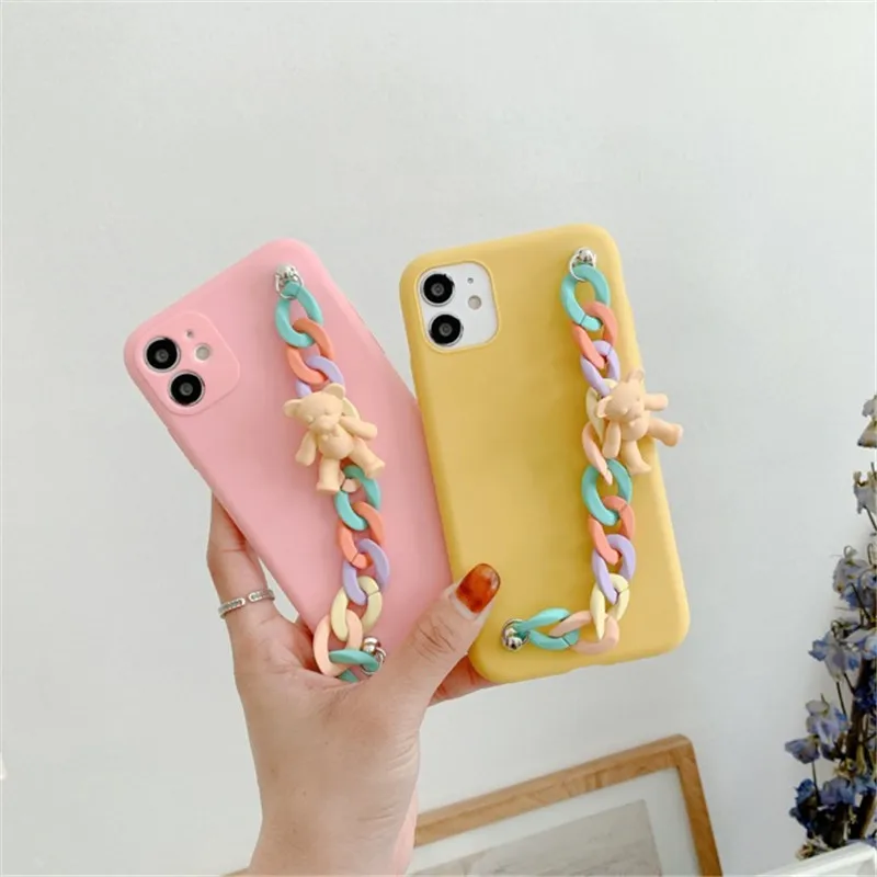 

Newest Mobile Covers For Girls Phone Cover For iPhone 13 Pro Max Phone Cases Cute With Strap Bear Waist Chain For iPhone 12 11