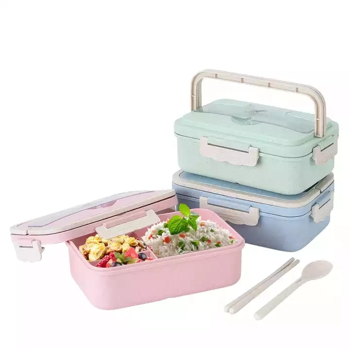 

Kids Students Bento Boxes With Cutlery Biodegradable Wheat Straw Lunch Box Adults