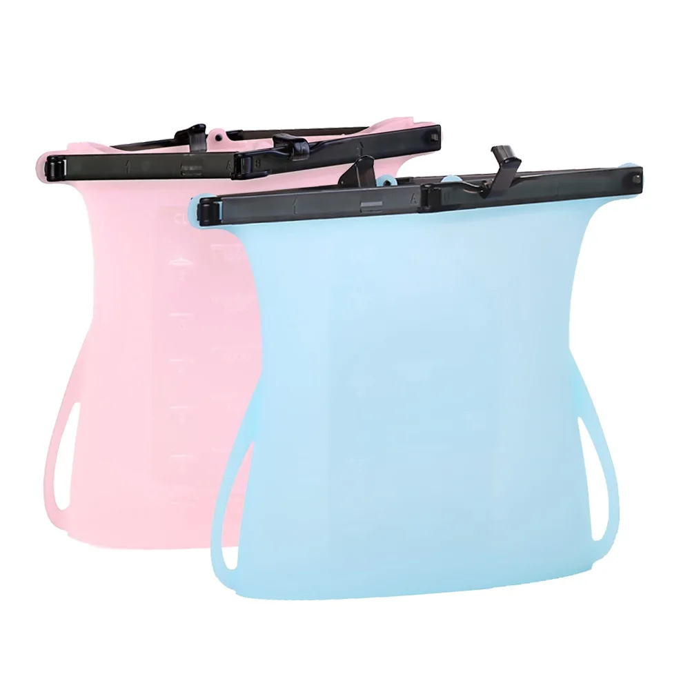 

Reusable Food Storage Bag Silicone Sealing Containers Zip Lock Leak Proof Organizer for Snack Fruit Meat Refrigerator Fresh Keep, Customized