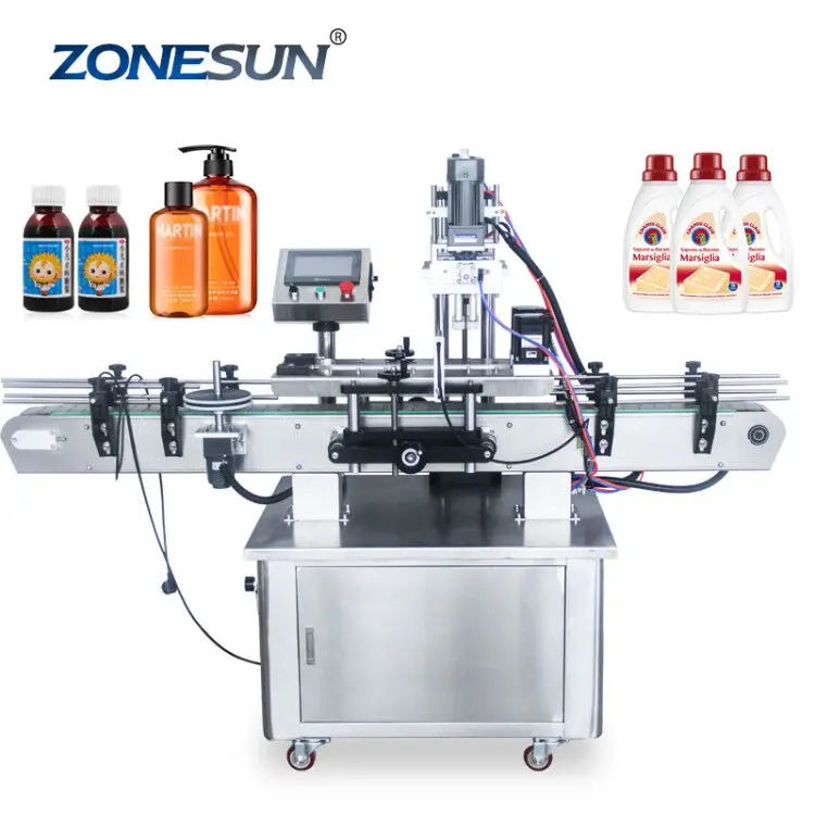
ZONESUN Automatic Desktop Electric Plastic Glass Crystal Water Perfume Shampoo Cosmetic Nail Polish Bottle Capping Machine 