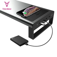 

Vaydeer Computer stand aluminum display stand riser with 4 USB3.0 hub ports and wireless charging port keyboard mous