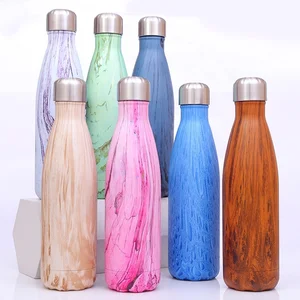 Image of 16oz custom cola shaped stainless steel metal sport water bottle with rubber paint