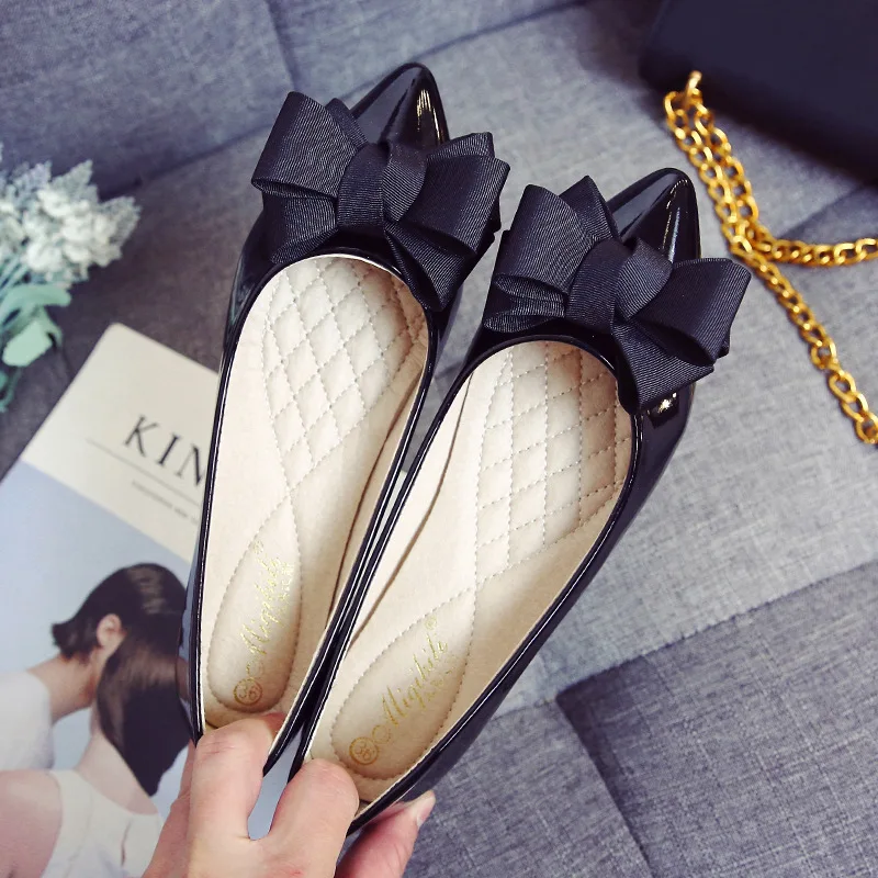 

New Brand Shoes Woman Casual Bow Pointed Toe Flats Shoes for Women Flats Comfortable Shallow Slip on Women Single Shoes, As picture