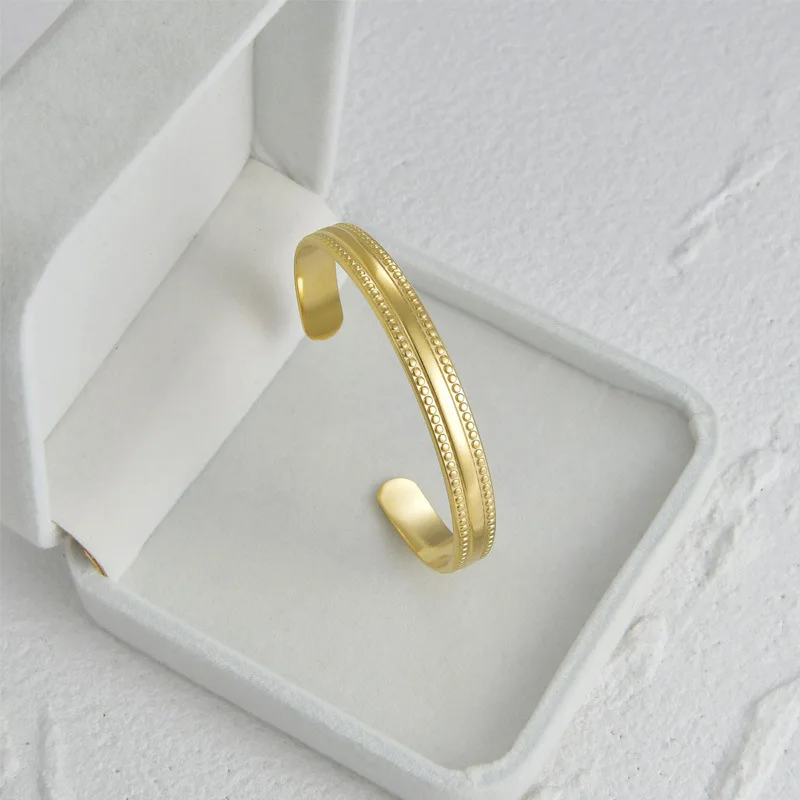 

2022 Trendy 14K Gold Plated  Open Bangles Stainless Steel Cuff Bangle Bracelet for women