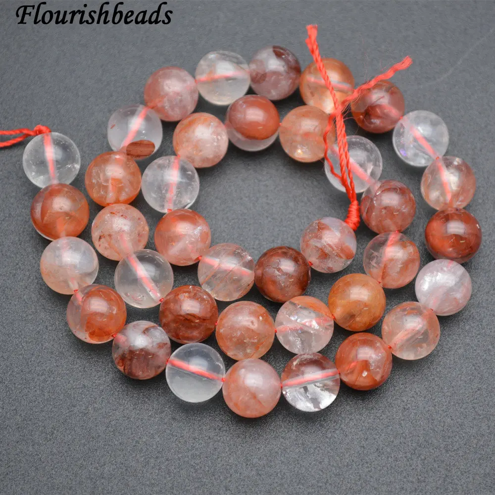 

Natural Red Iron Crystal Quartz Stone Round Loose Beads fit Necklace making
