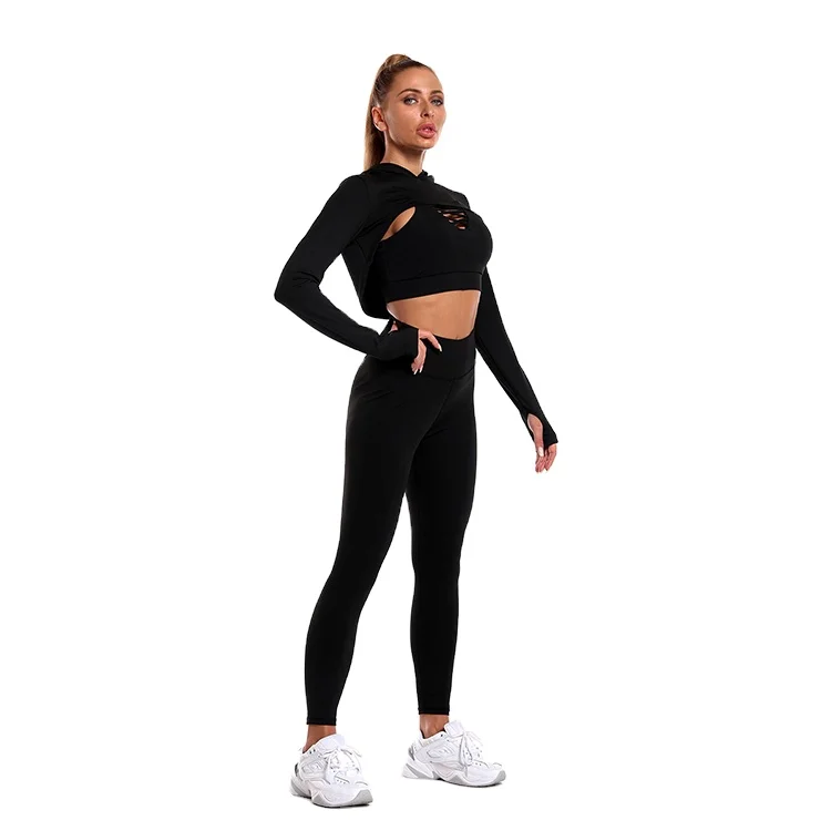 

2021 Custom Logo High Waist Leggings 3 Pieces Wholesale Fitness Yoga Suit Wear Women Wear Sportswear Women