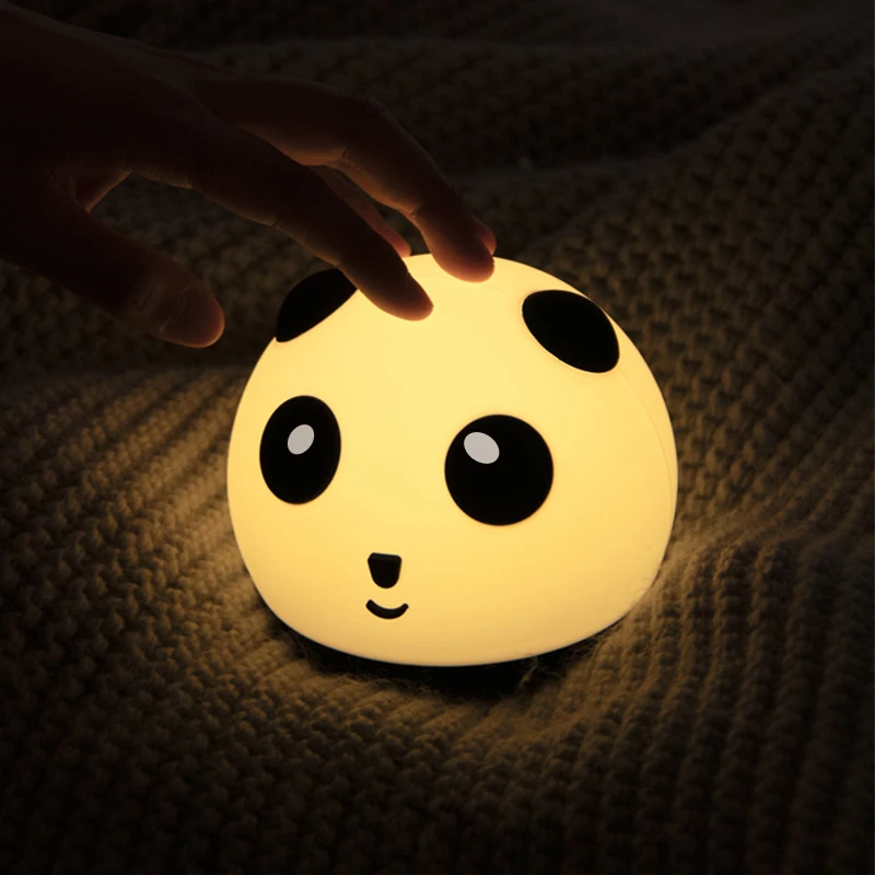 Silicone Color Changing Panda Night Light Wireless Bedside LED Creative Bedroom Table Lamp Cartoon Gift