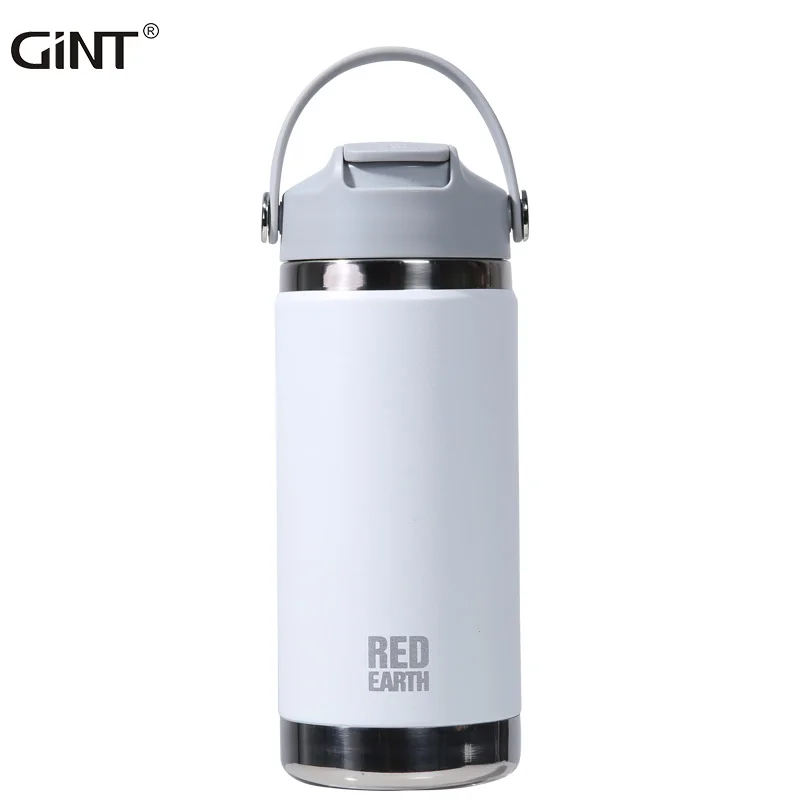 

GiNT 550ml Stainless Steel Insulated Water Cup Flip-open Straw Thermal Water Bottle with Portable TPE Handle