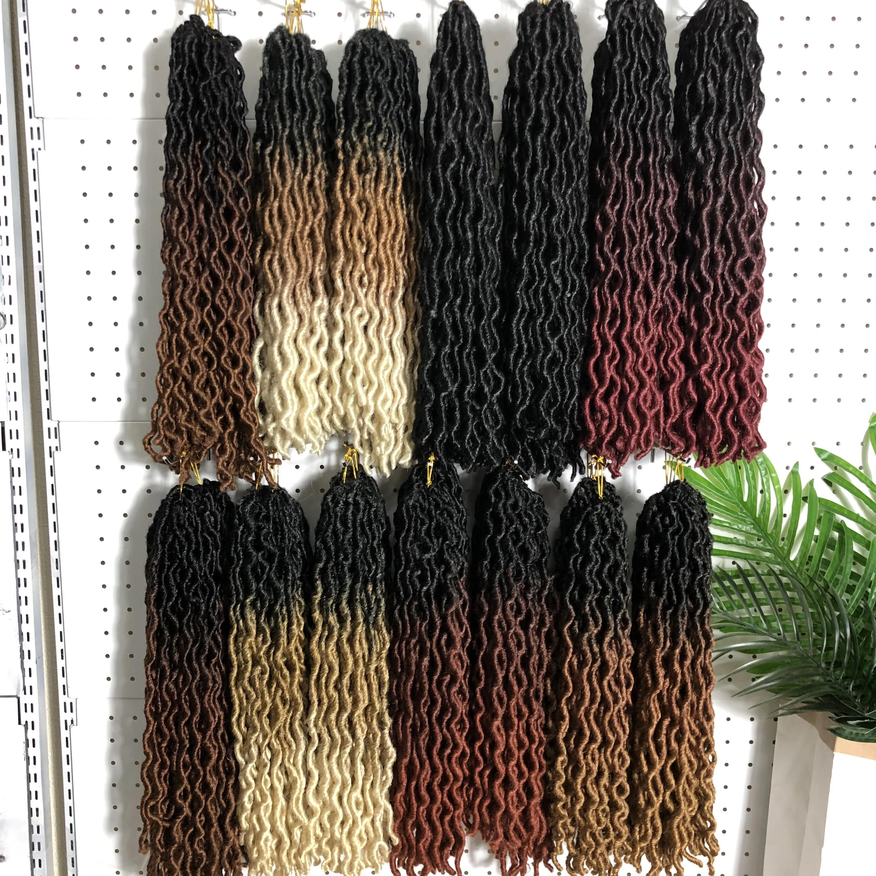 

Drop shipping goddess ombre synthetic crochet braiding hair soft for black women boho wave wavy dread faux gypsy locs, Colors