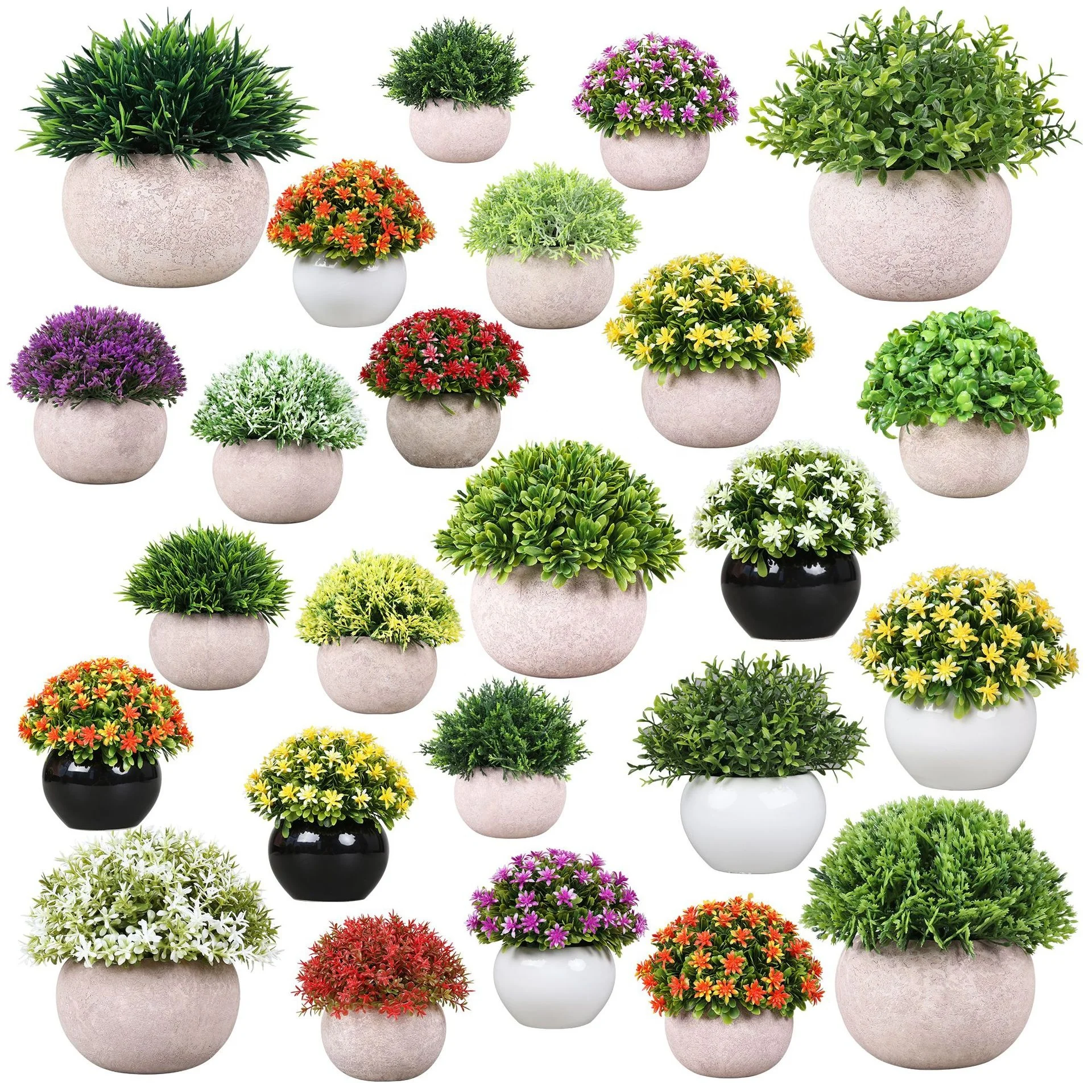 

Worth Garden Home Office Desktop Decoration Small Faux Potted Bonsai Mini Plants Potted Artificial Flowers