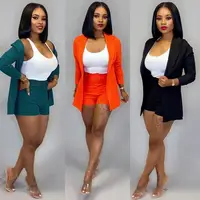 

Fashion Two Piece Women Outfits Sexy Blazer And Shorts Casual Set