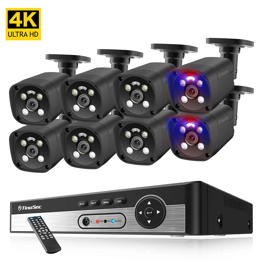 

New Poe CCTV 4K 8 Channel 8MP Poe NVR Kit IP Camera System 4MP Two Way Audio Video Surveillance