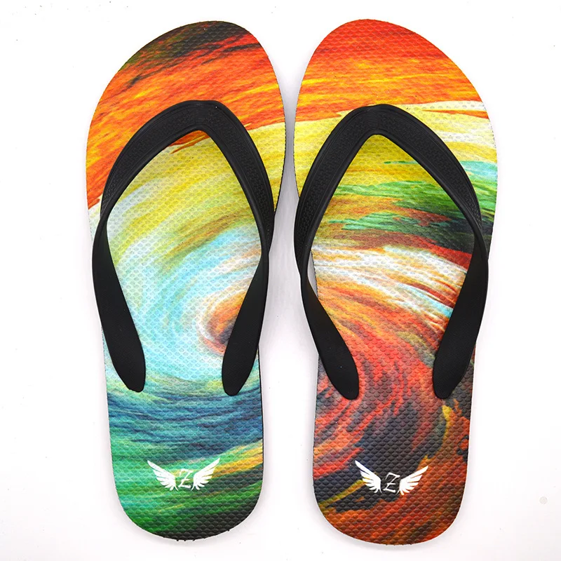 

Manufacturer Customized Logo Wholesale Slippers Flat Sole Beach Slippers Lovers Anti Slip Flip Flops, As picture